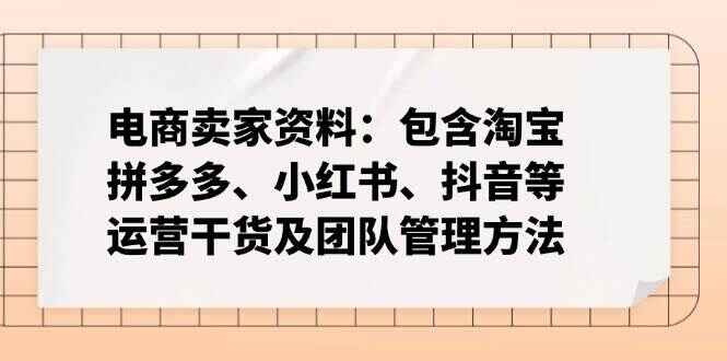电商卖家资料 包含淘宝、拼多多、小红书、抖音等运营干货及团队管理方法-天边资源网