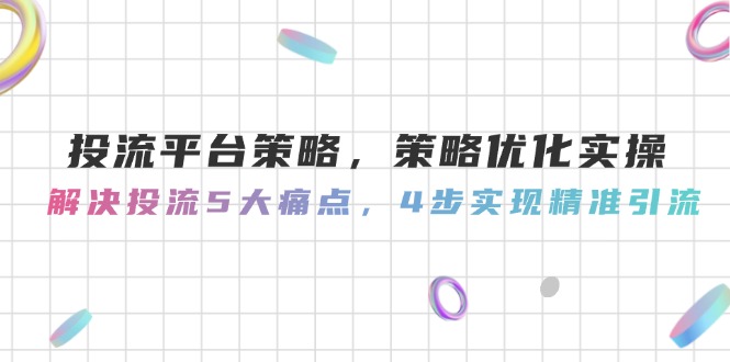 投流平台策略 策略优化实操，解决投流5大痛点，4步实现精准引流-天边资源网