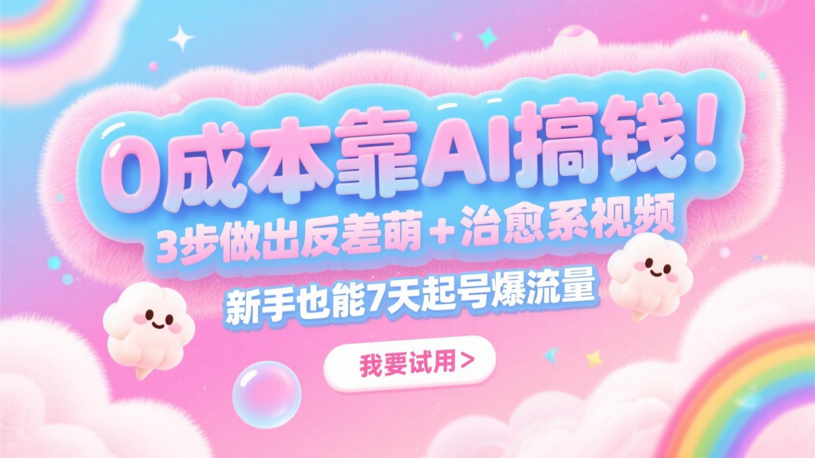 0成本靠AI搞钱!3步做出反差萌+治愈系视频,7天起号爆流量,月入5位数【揭秘】