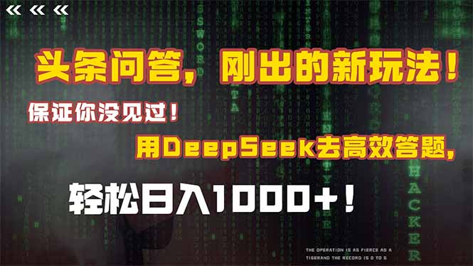 图片[1]-头条问答，刚出的新玩法！保证你没见过！结合Deepseek高效答题，日入1000+【揭秘】-天边资源网