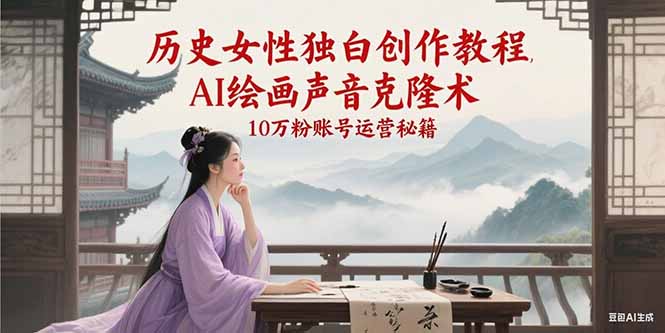 图片[1]-历史女性独白创作教程，AI绘画声音克隆术，10万粉账号运营秘籍-天边资源网