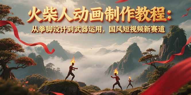 图片[1]-火柴人动画制作教程：从拳脚设计到武器运用，国风短视频新赛道-天边资源网
