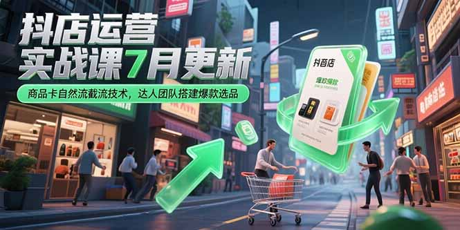 图片[1]-抖店运营实战课7月更新，商品卡自然流截流技术，达人团队搭建爆款选品-天边资源网