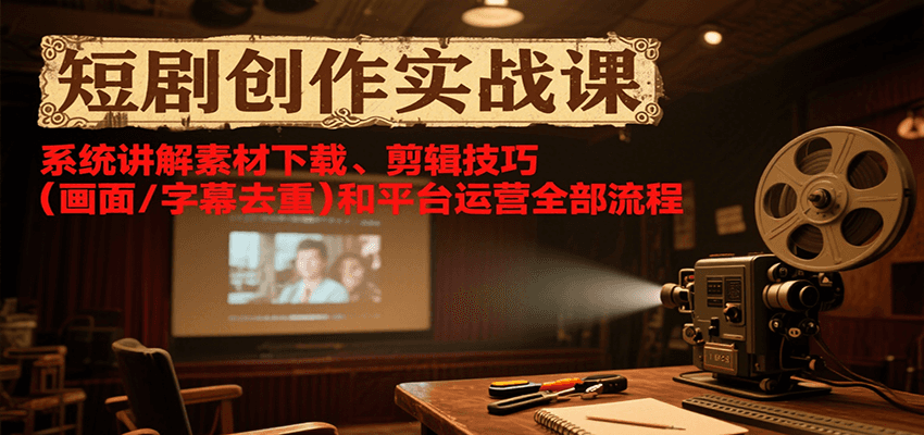 图片[1]-短剧创作实战课，系统讲解素材下载、剪辑技巧（画面/字幕去重）和平台运营全部流程-天边资源网