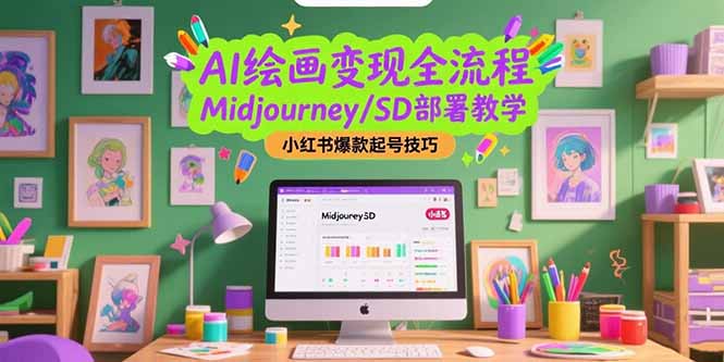 图片[1]-AI绘画变现全流程，Midjourney/SD部署教学，小红书爆款起号技巧-天边资源网