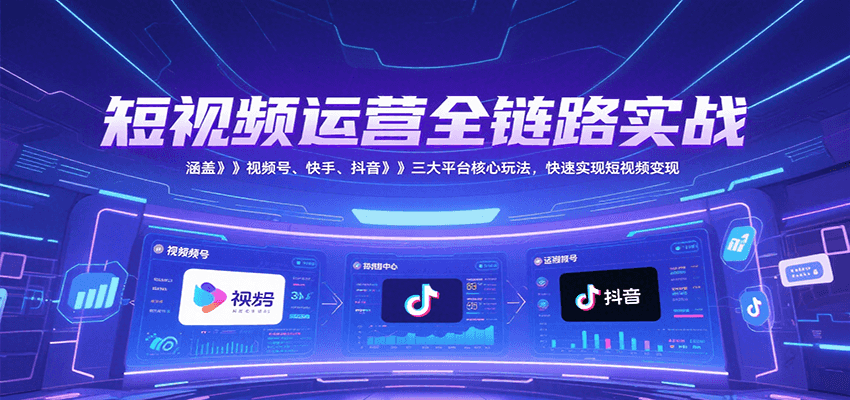 图片[1]-短视频运营全链路实战，涵盖视频号、快手、抖音三大平台核心玩法，快速实现变现！-天边资源网