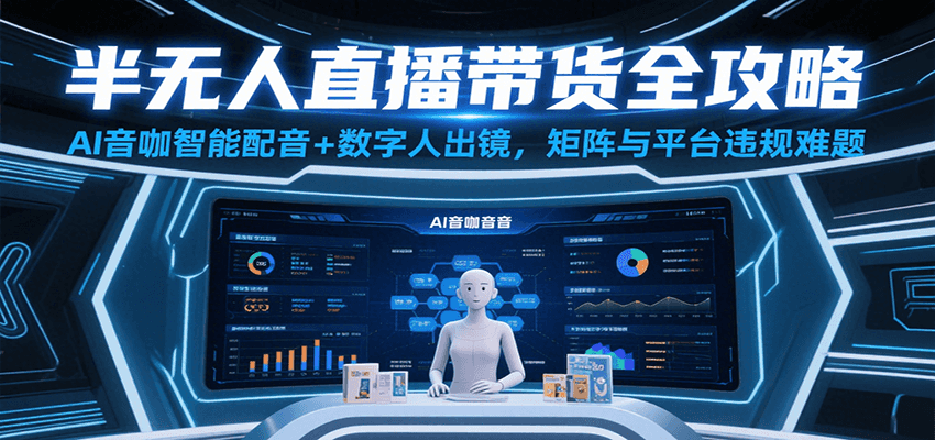 图片[1]-半无人直播带货全攻略：AI音咖智能配音+数字人出镜，解决账号矩阵与平台违规难题-天边资源网