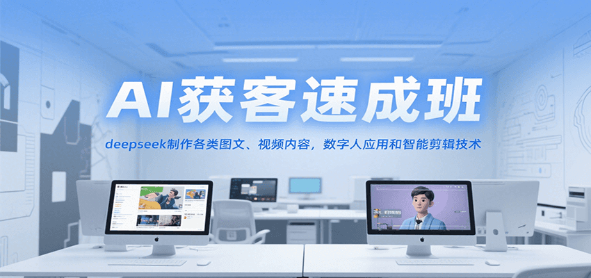 图片[1]-AI获客速成班，deepseek制作各类图文、视频内容，数字人应用和智能剪辑技术-天边资源网