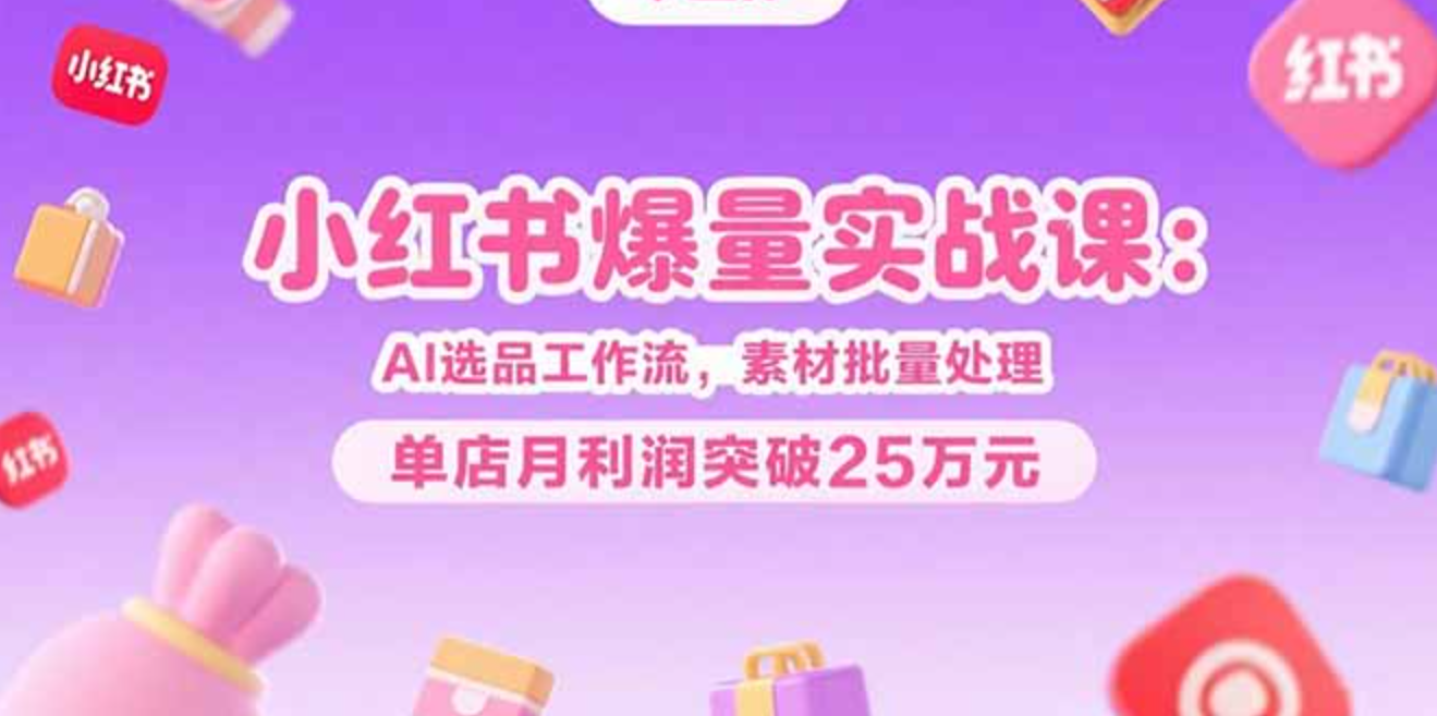 图片[1]-小红书爆量实战课：AI选品工作流，素材批量处理，单店月利润突破25万元-天边资源网