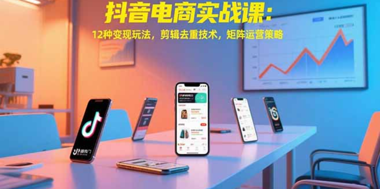 图片[1]-抖音电商实战课：12种变现玩法，剪辑去重技术，矩阵运营策略-天边资源网
