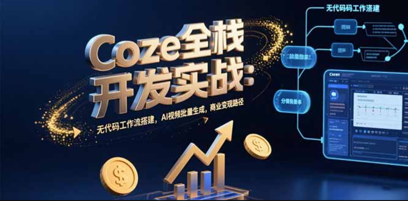Coze全栈开发实战:无代码工作流搭建,AI视频批量生成,商业变现路径