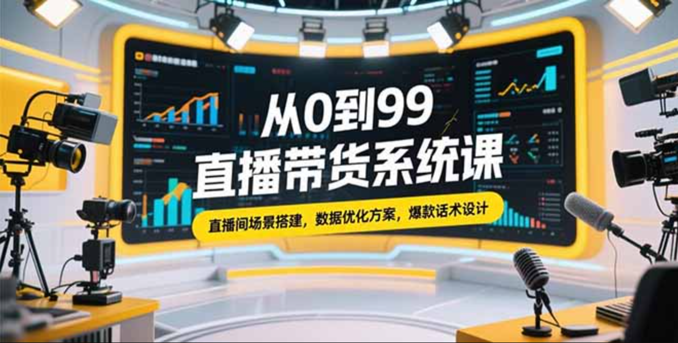 图片[1]-从0到99直播带货系统课，直播间场景搭建，数据优化方案，爆款话术设计-天边资源网