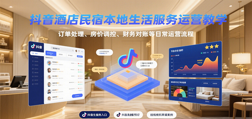 图片[1]-抖音酒店民宿本地生活服务运营教学，订单处理、房价调控、财务对账等日常运营流程-天边资源网