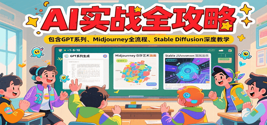 图片[1]-AI实战全攻略，包含GPT系列、Midjourney全流程、Stable Diffusion深度教学-天边资源网