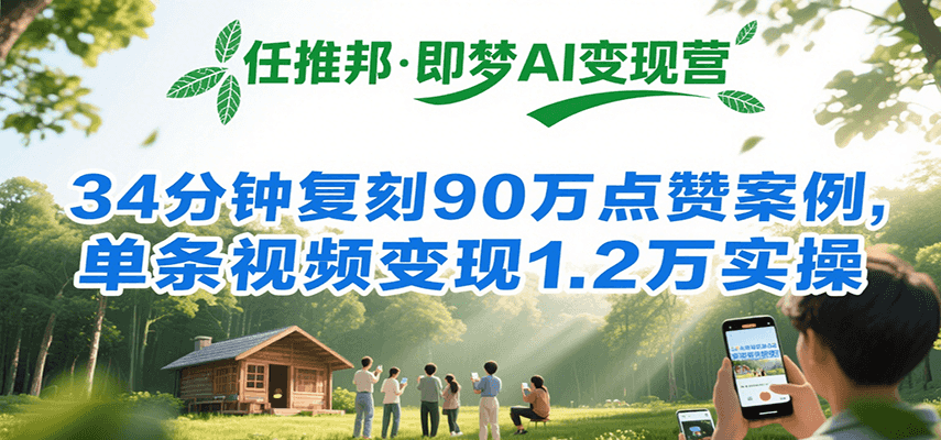 图片[1]-任推邦·即梦AI变现营，34分钟复刻90万点赞案例，单条视频变现1.2万实操-天边资源网