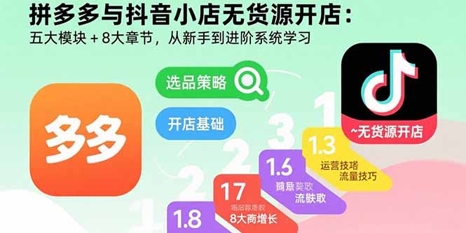 图片[1]-拼多多与抖音小店无货源开店：五大模块+8大章节，从新手到进阶系统学习-天边资源网