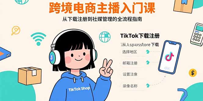 图片[1]-跨境电商主播入门课程 TikTok下载注册，支付工具配置，社媒账号管理全流程-天边资源网