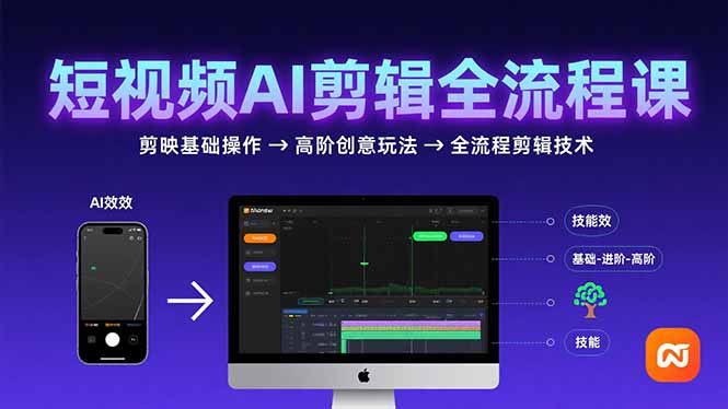 图片[1]-短视频AI剪辑技能，从剪映基础操作到高阶创意玩法，全流程剪辑技术-天边资源网