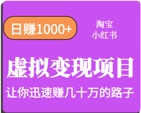淘宝OR小红书虚拟变现，日赚1000+，多账号操作年收入几十W不等【揭秘】
