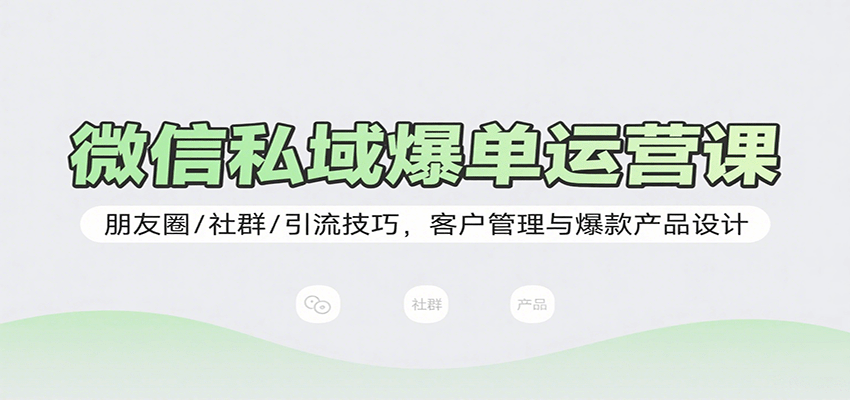微信私域爆单运营课程 朋友圈/社群/引流技巧,客户管理与爆款产品设计