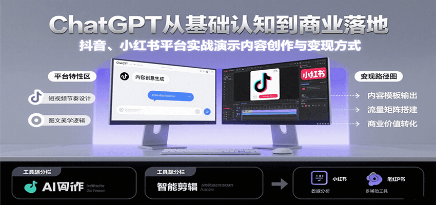 图片[1]-ChatGPT从基础认知到商业落地，实战演示抖音、小红书等平台的内容创作与变现-天边资源网