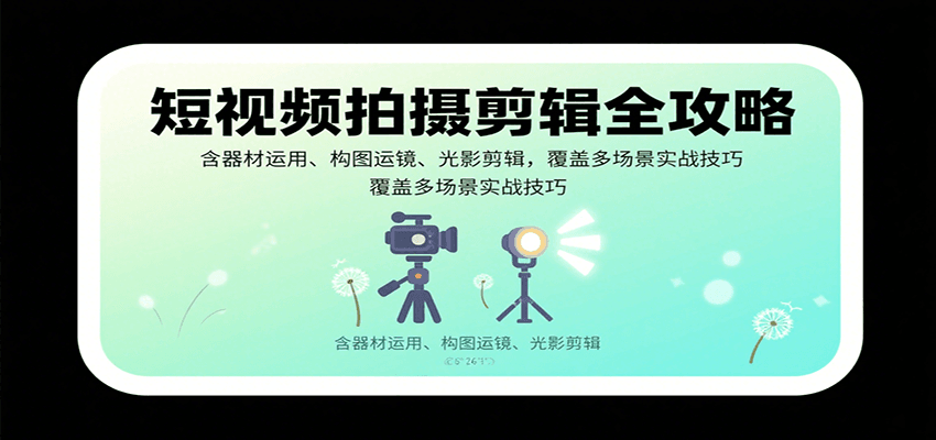 图片[1]-短视频拍摄剪辑全攻略：含器材运用、构图运镜、光影剪辑，覆盖多场景实战技巧-天边资源网