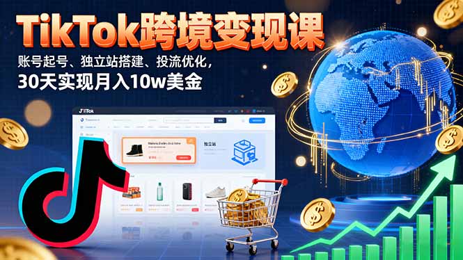 图片[1]-TikTok跨境变现课程 账号起号、独立站搭建、投流优化，30天实现月入10w美金-天边资源网