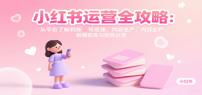 小红书运营全攻略：从平台了解到账号搭建、内容生产，做爆款库与矩阵运营-天边资源网