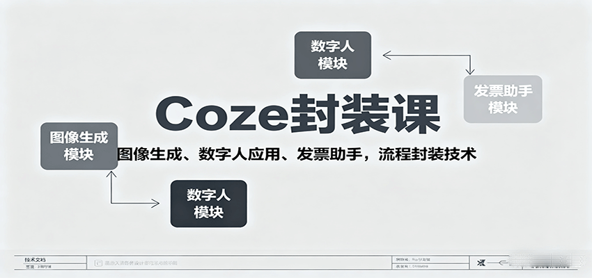 Coze封装课，图像生成、数字人应用、发票助手，流程封装技术-天边资源网
