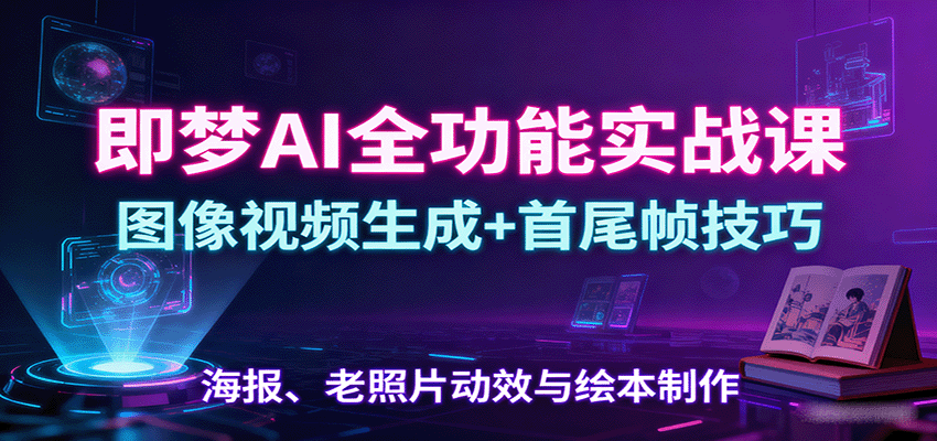 图片[1]-即梦AI全功能实战课：图像视频生成+首尾帧技巧，海报、老照片动效与绘本制作-天边资源网