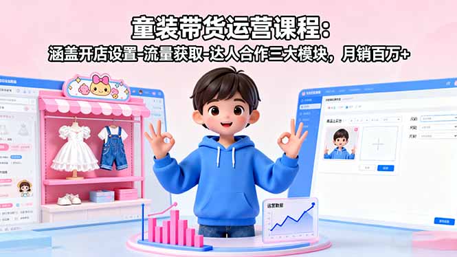 图片[1]-童装带货运营课程：涵盖开店设置-流量获取-达人合作三大模块，月销百万+-天边资源网