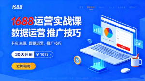 1688运营实战课：开店注册、数据运营、推广技巧，30天月销破10万+-天边资源网