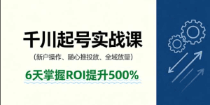 抖音千川起号实战课，新户操作,随心推投放,全域放量，6天掌握ROI提升500%-天边资源网