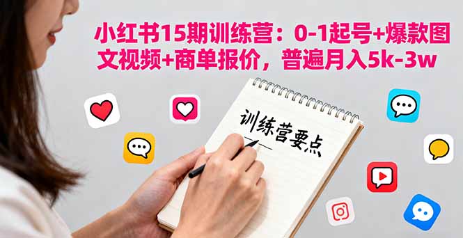 图片[1]-小红书15期课程 ：0-1起号+爆款图文视频+商单报价，普遍月入5k-3w-天边资源网