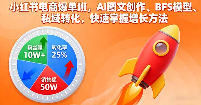 图片[1]-小红书电商爆单班，AI图文创作、BFS模型、私域转化，快速掌握增长方法-天边资源网