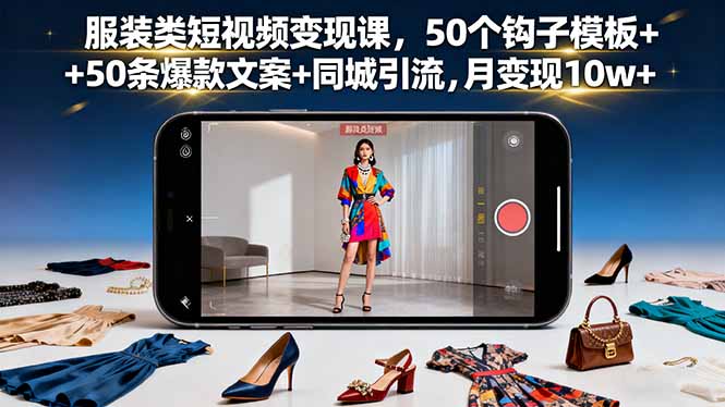 图片[1]-服装类短视频变现课程 50个钩子模板+50条爆款文案+同城引流，月变现10w+-天边资源网