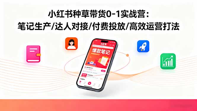 图片[1]-小红书种草带货0-1实战课程 笔记生产/达人对接/付费投放/高效运营打法-天边资源网