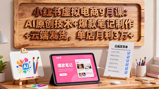 图片[1]-小红书虚拟电商9月课程 AI原创技术+爆款笔记制作+云端发货，单店月利3万+-天边资源网