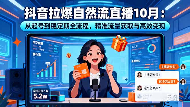 图片[1]-抖音拉爆自然流直播10月：从起号到稳定期全流程，精准流量获取与高效变现-天边资源网