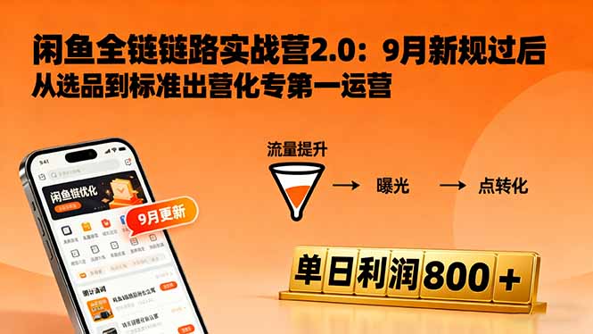 图片[1]-闲鱼变现课3.0：掌握链接优化、流量提升、商业变现，单日利润800+-天边资源网