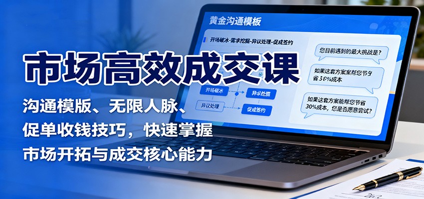 图片[1]-市场高效成交课程 沟通模版、无限人脉、促单收钱技巧，快速掌握市场开拓与成交核心能力-天边资源网