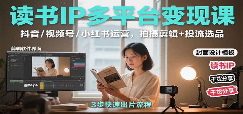 图片[1]-读书IP多平台变现课程 抖音/视频号/小红书运营，拍摄剪辑+投流选品-天边资源网