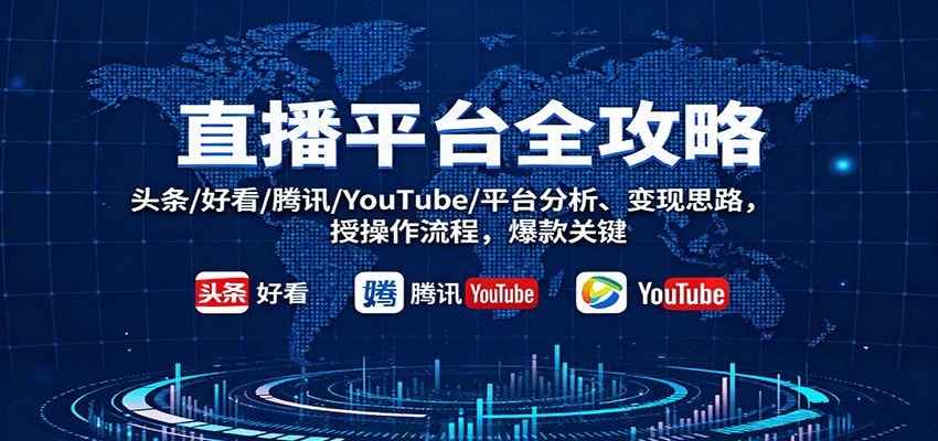 图片[1]-直播平台全攻略：头条/好看/腾讯/YouTube/平台分析、变现思路，授操作流程，爆款关键-天边资源网