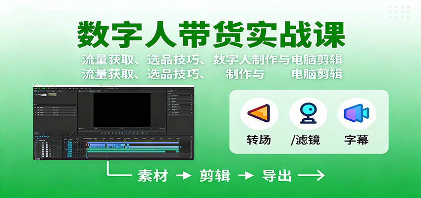 图片[1]-数字人变现实战课程 流量获取、选品技巧、数字人制作与电脑剪辑-天边资源网