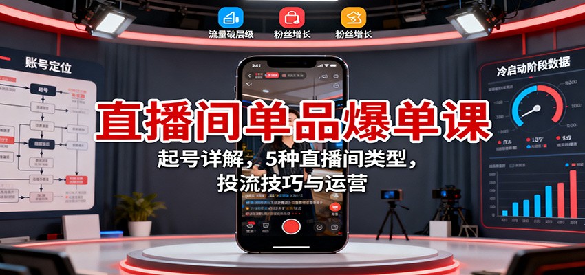 图片[1]-直播间单品爆单课程 起号详解，5种直播间类型，投流技巧与运营-天边资源网