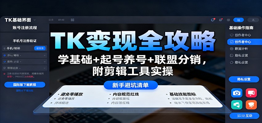 图片[1]-TK变现全攻略：学基础+起号养号+联盟分销，附剪辑工具实操-天边资源网