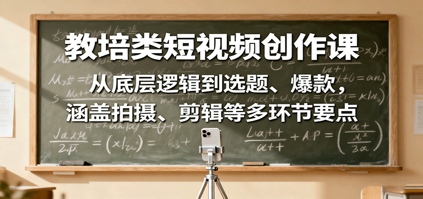 图片[1]-教培类短视频创作课程 从底层逻辑到选题、爆款，涵盖拍摄、剪辑等多环节要点-天边资源网