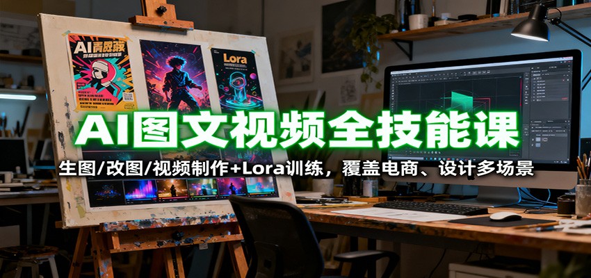 图片[1]-AI图文视频全技能课程 生图/改图/视频制作+Lora训练，覆盖电商 、设计多场景-天边资源网