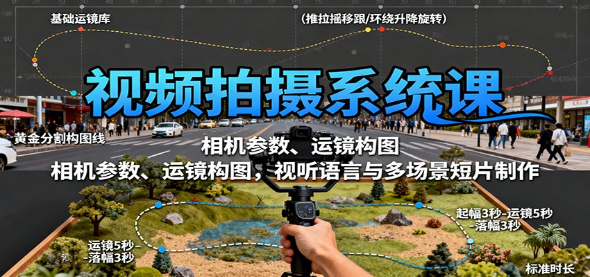 图片[1]-视频拍摄系统课程 相机参数、运镜构图，视听语言与多场景短片制作-天边资源网