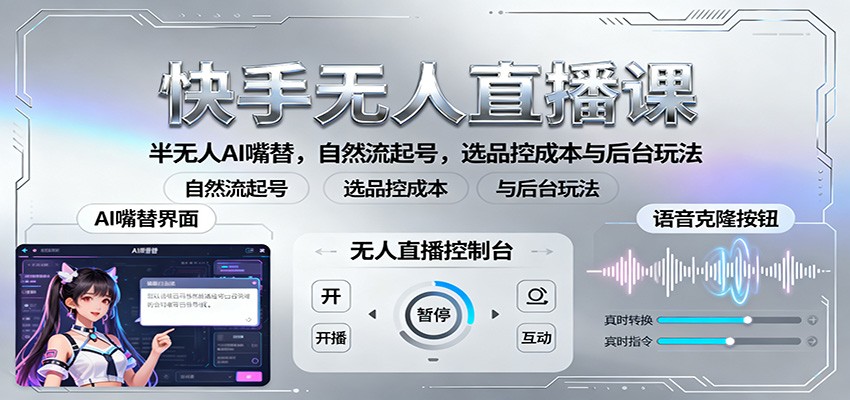 图片[1]-快手无人直播课程 半无人AI嘴替，自然流起号，选品控成本与后台玩法-天边资源网